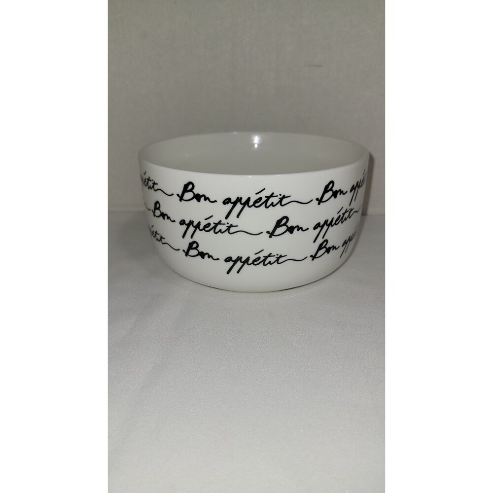 Ciroa Bon Appetit Bowl Fine Porcelain Black & White Cereal Salad Serving 5.5"